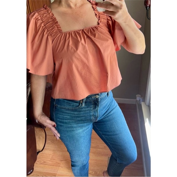 Salmon Karlie poplin square neckline size medium - Picture 2 of 14